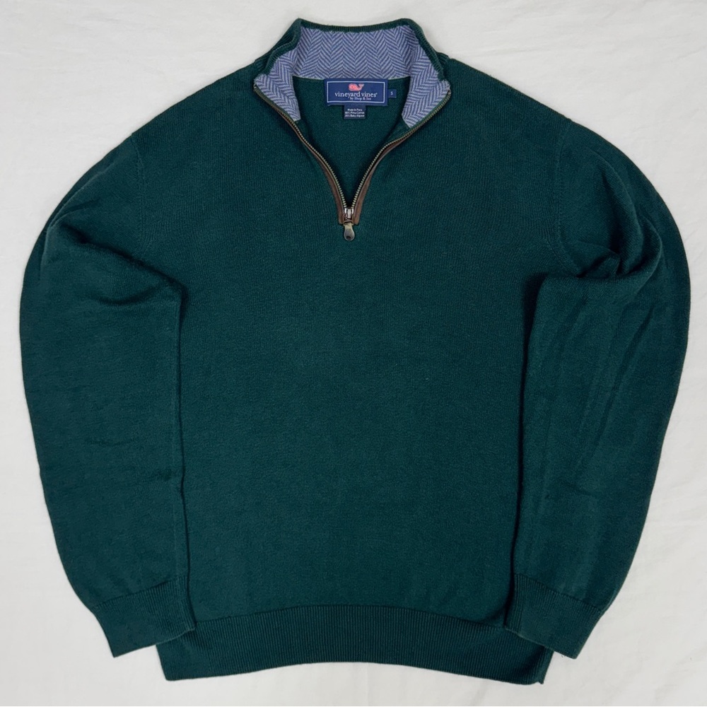 Vineyard Vines Boathouse 1/4 Zip Sweater Men’s Small Pima Cotton Alpaca Relaxed - Picture 7 of 7